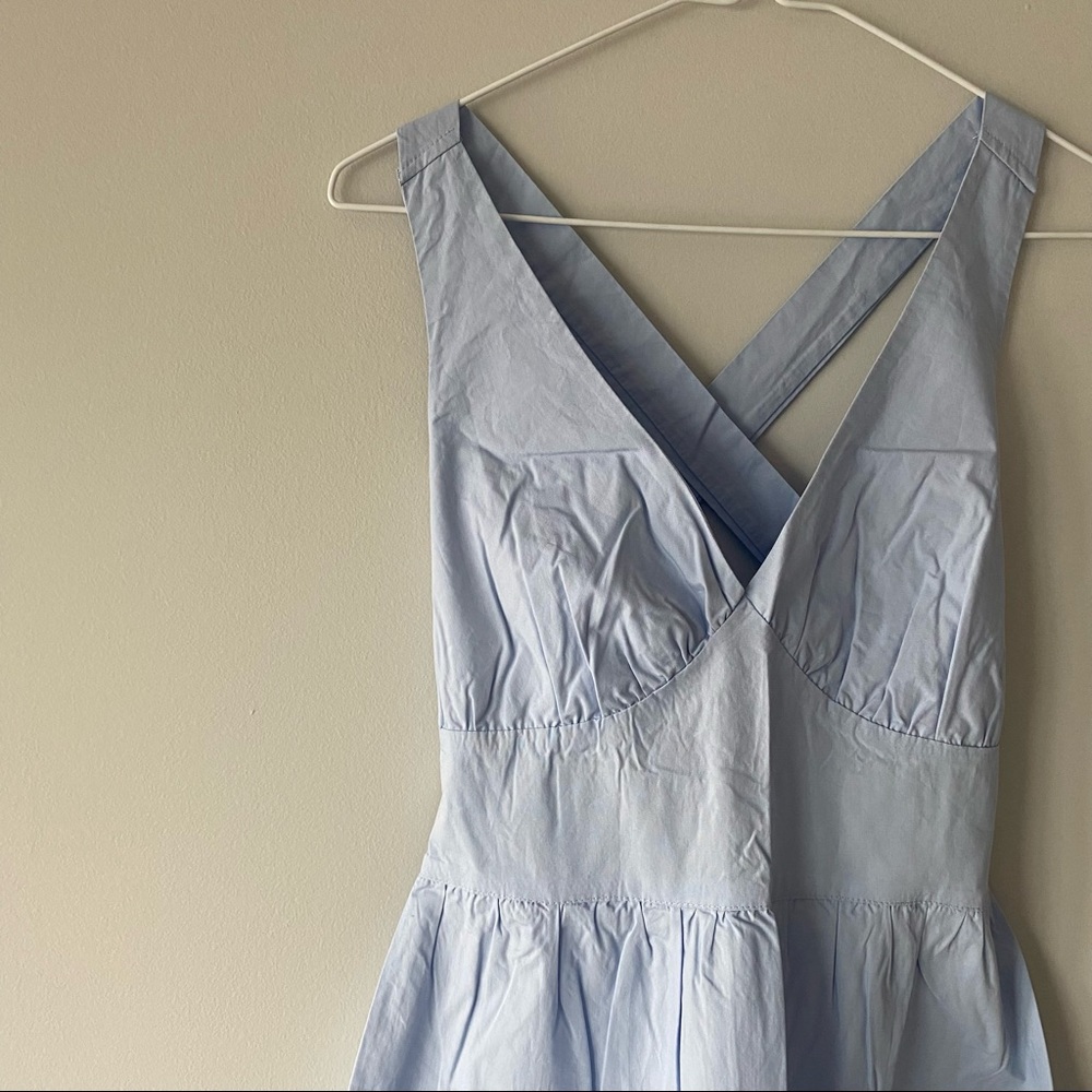 Light blue midi sundress with open back
